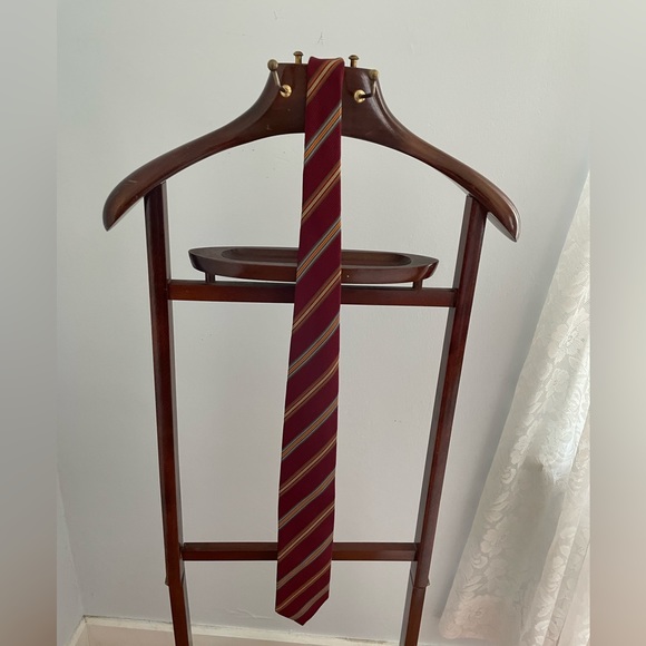 J Z Richards Gallery Handmade Silk & Cotton Italian Maroon Red Stripe Power Tie - Picture 6 of 6